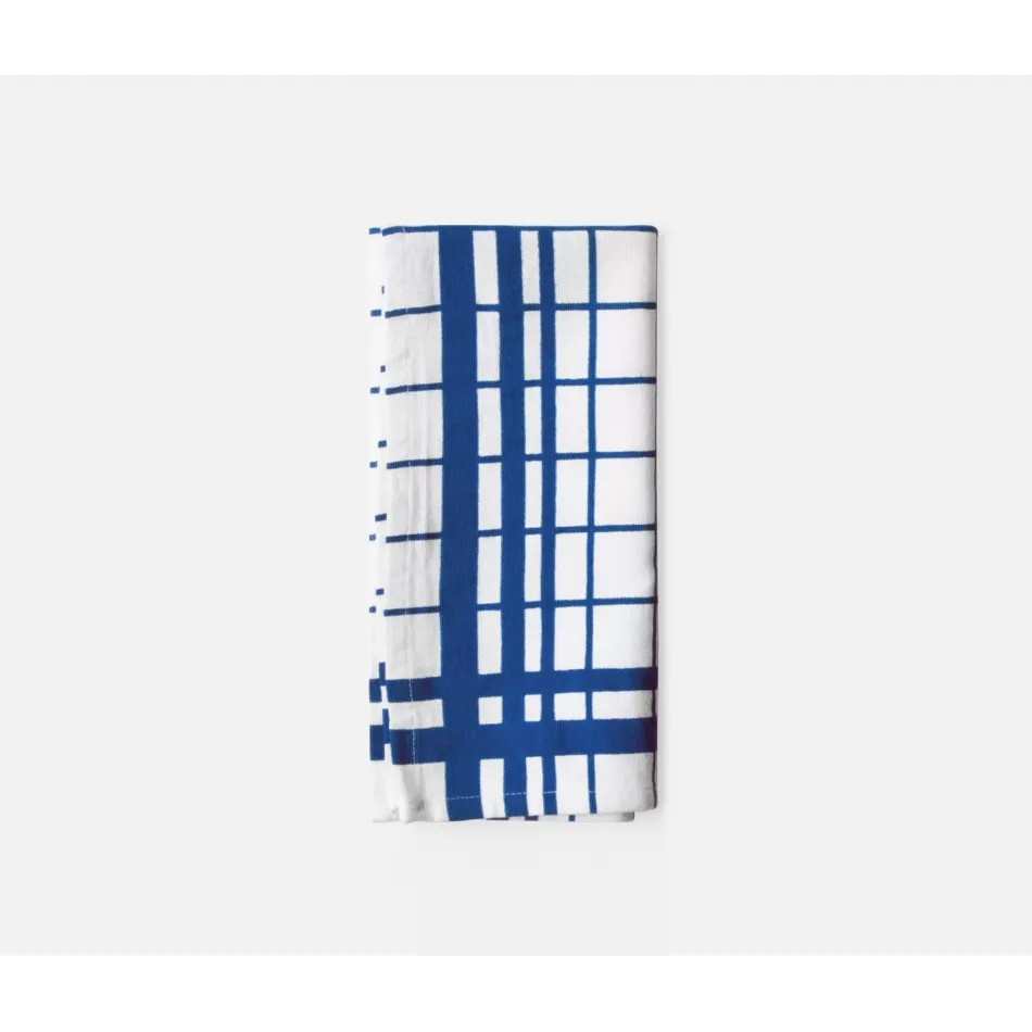 Montauk Blue Windowpane Print Cotton, Napkin, 20x20, Pack of 4