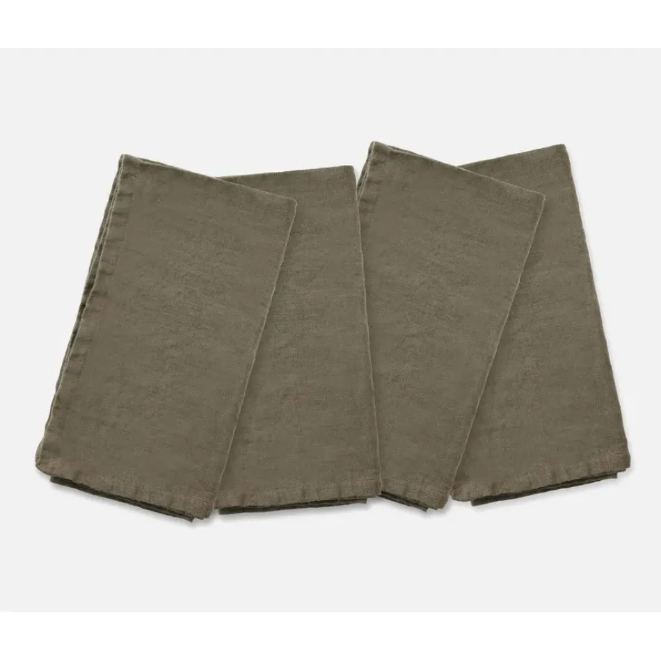Montague Dark Olive, Napkin, Linen, 20"x20", Pack of 4