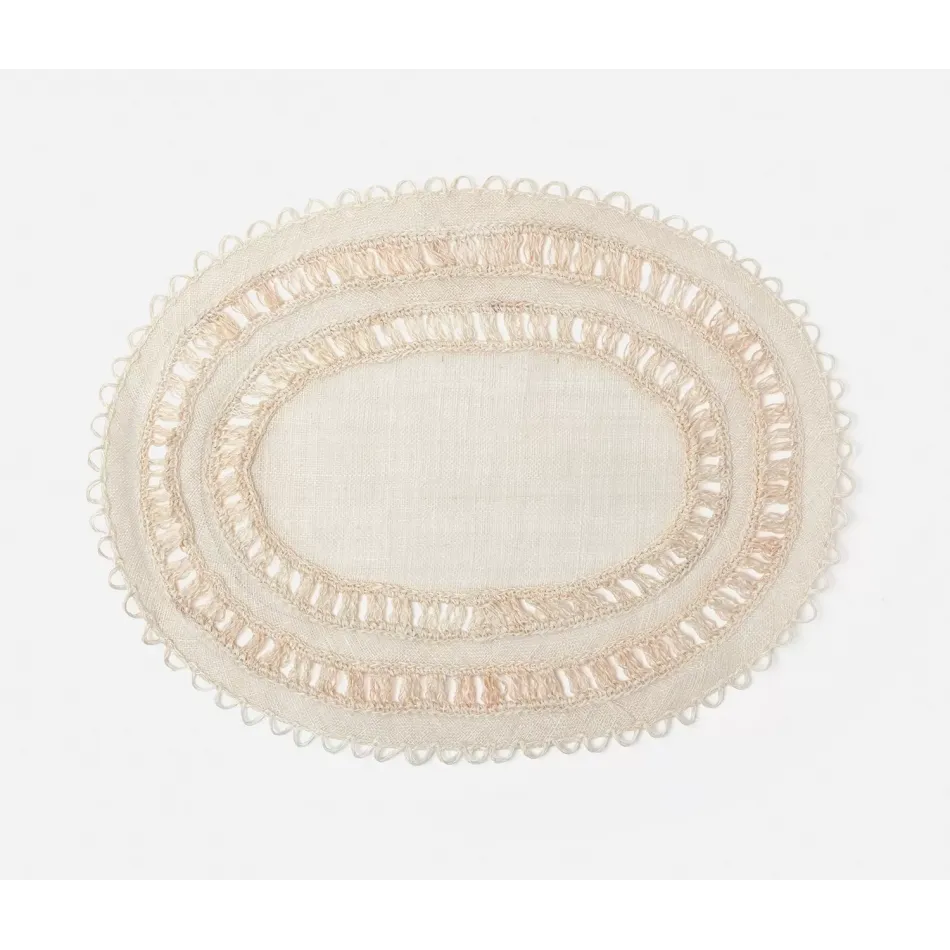 Carmine Bleached Oval Placemat Abaca, Pack of 4