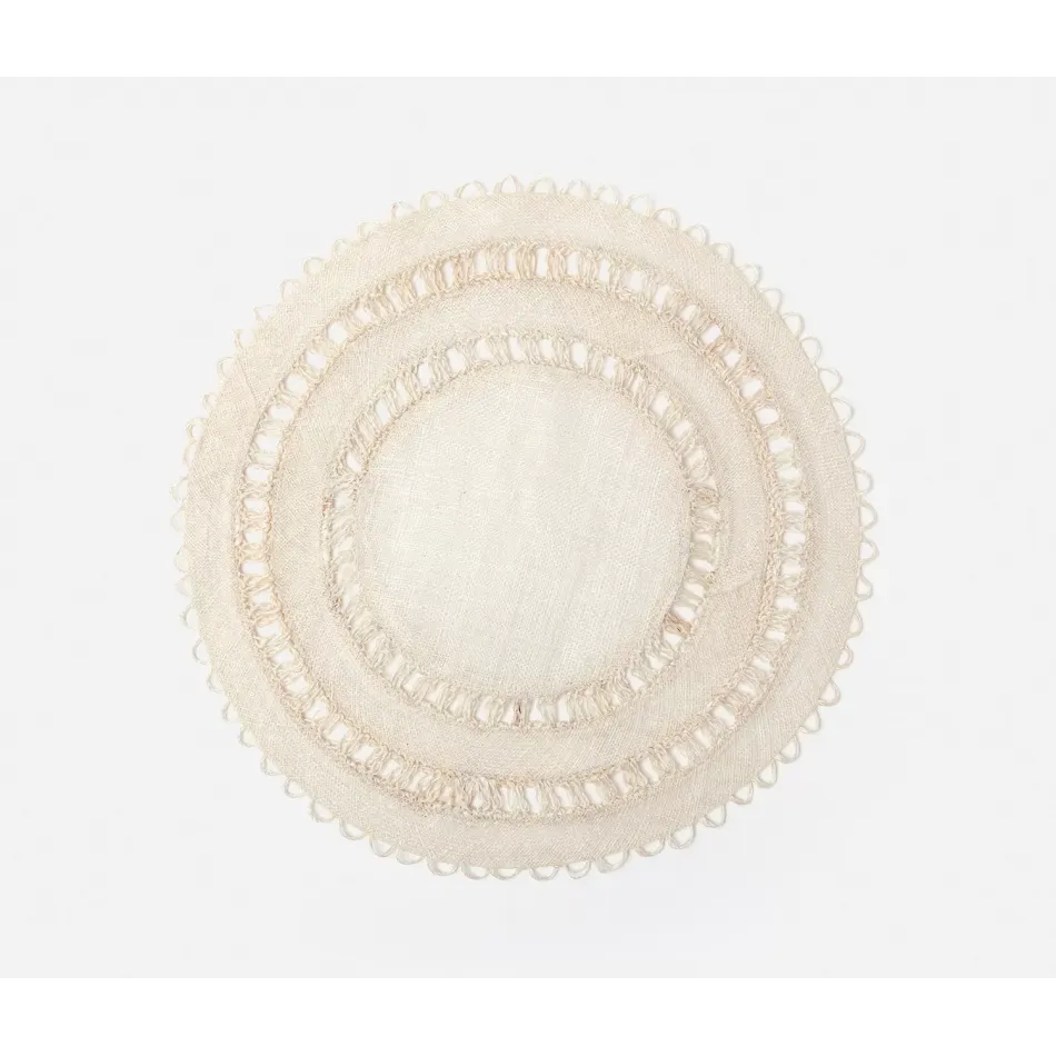 Carmine Bleached Round Placemat Abaca, Pack of 4