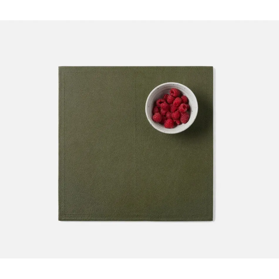 Evan Forest Green, Square Placemat, Full Grain Leather, Pack of 2