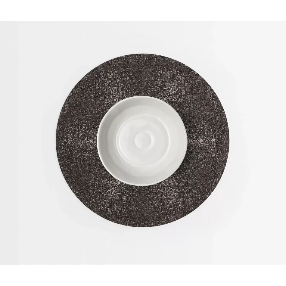 Henry Dark Mushroom, Round Placemat, Realistic Faux Shagreen, Pack of 2