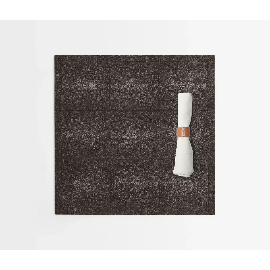 Henry Dark Mushroom, Square Placemat, Realistic Faux Shagreen, Pack of 2