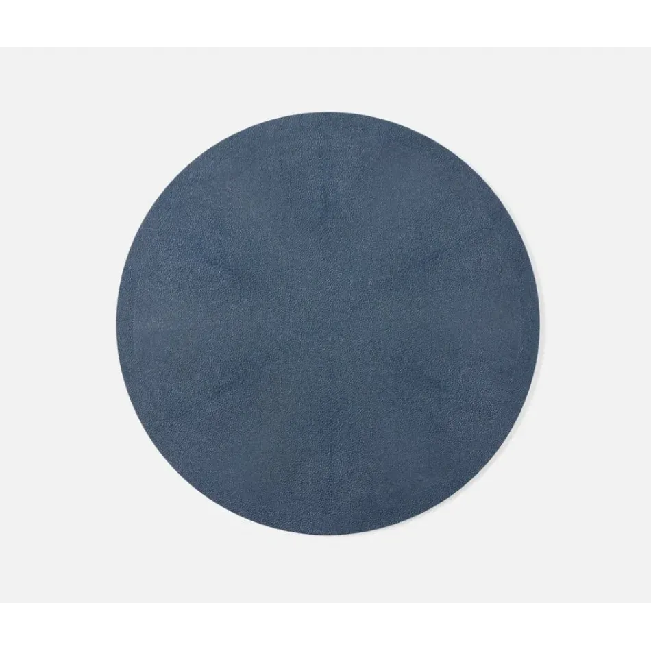Henry Navy Round Placemat Realistic Faux Shagreen, Pack of 2