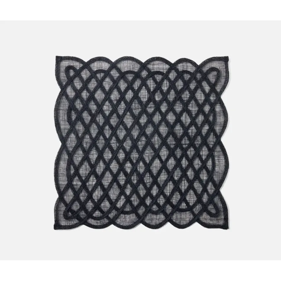 Ines Navy, Woven Square Placemat, Abaca, Pack of 4