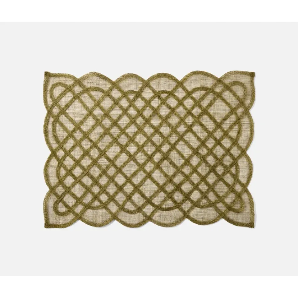 Ines Olive, Woven Rectangular Placemat, Abaca, Pack of 4