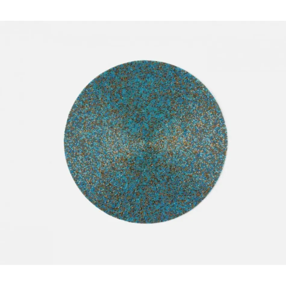 Loretta Turquoise Gold Mix, Round Placemat, Glass Beads, Pack of 4