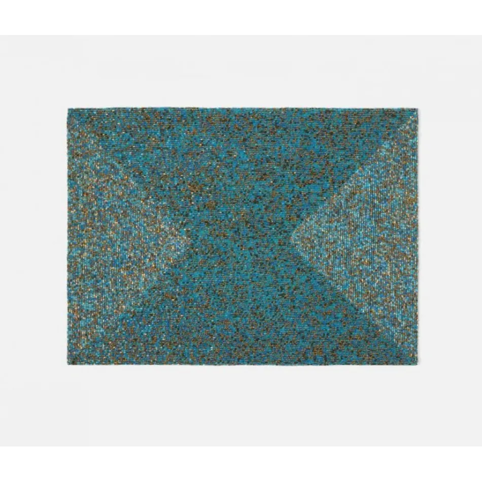 Loretta Turquoise Gold Mix, Rectangular Placemat, Glass Beads, Pack of 4