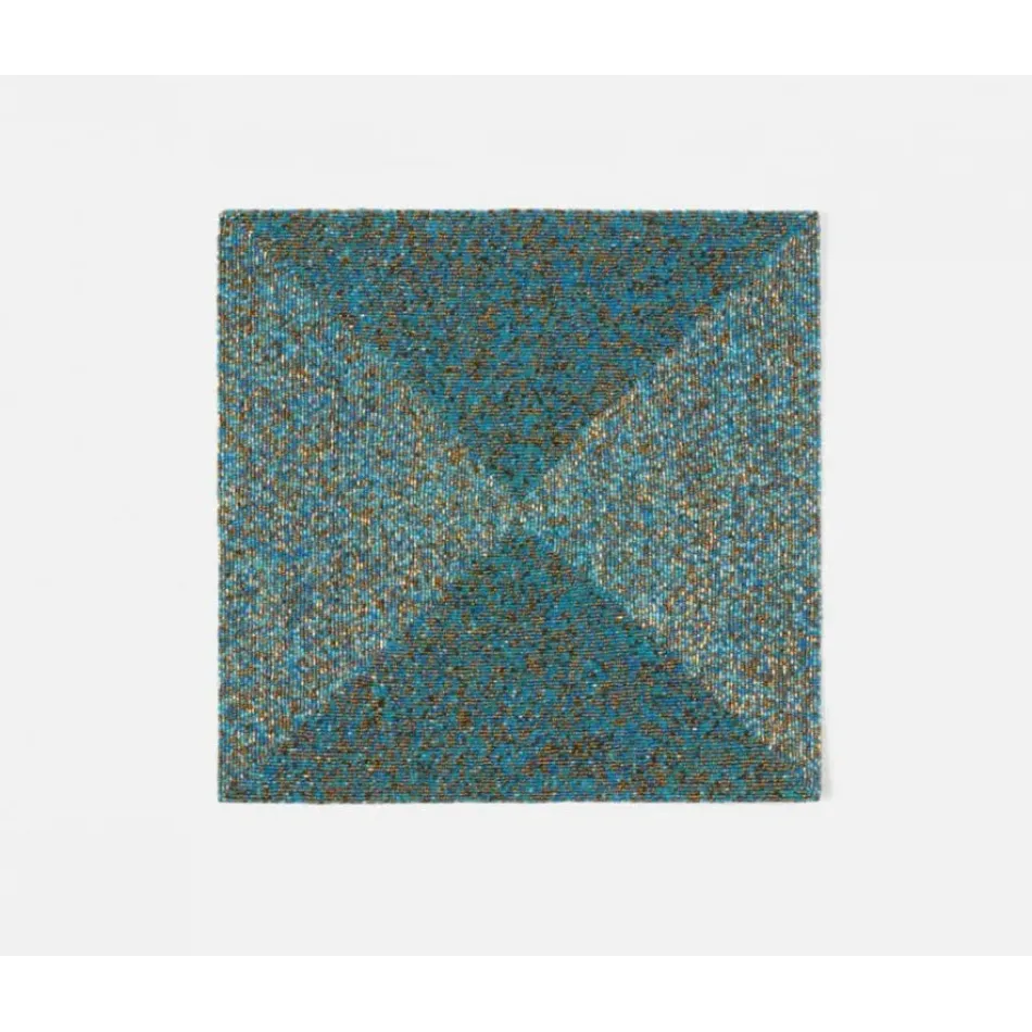 Loretta Turquoise Gold Mix, Square Placemat, Glass Beads, Pack of 4