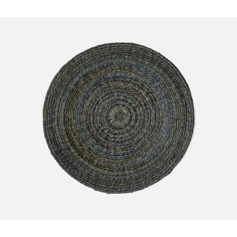 Maddox Mixed Blue/Green Round Placemat Twisted Abaca, Pack of 4