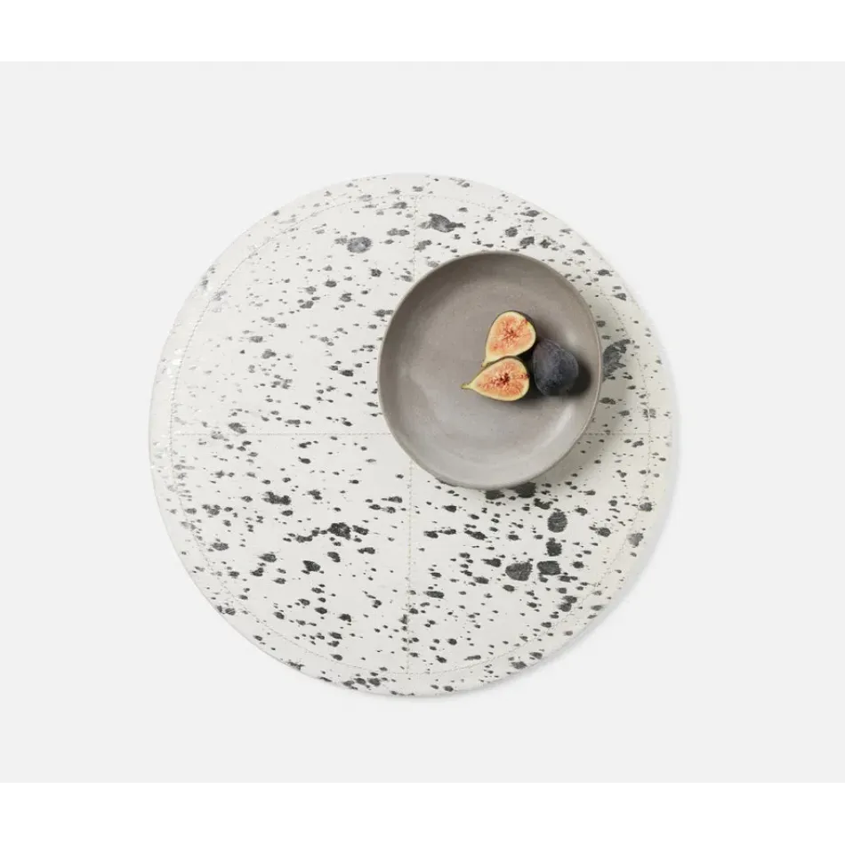 Miriam White/Silver Speckle Round Placemat Hair-On-Hide, Pack of 2