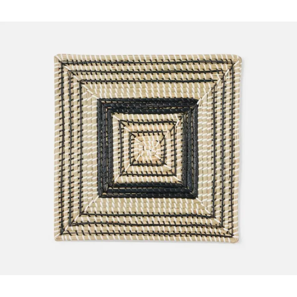 Odelia Black/Natural, Square Placemat, Seagrass, Pack of 4