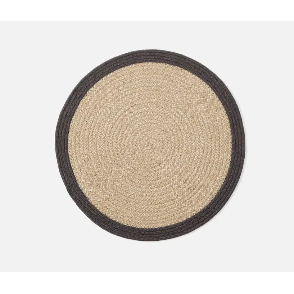 Shia Dark Gray, Round Placemat, Jute/Cotton Mix, Pack of 4