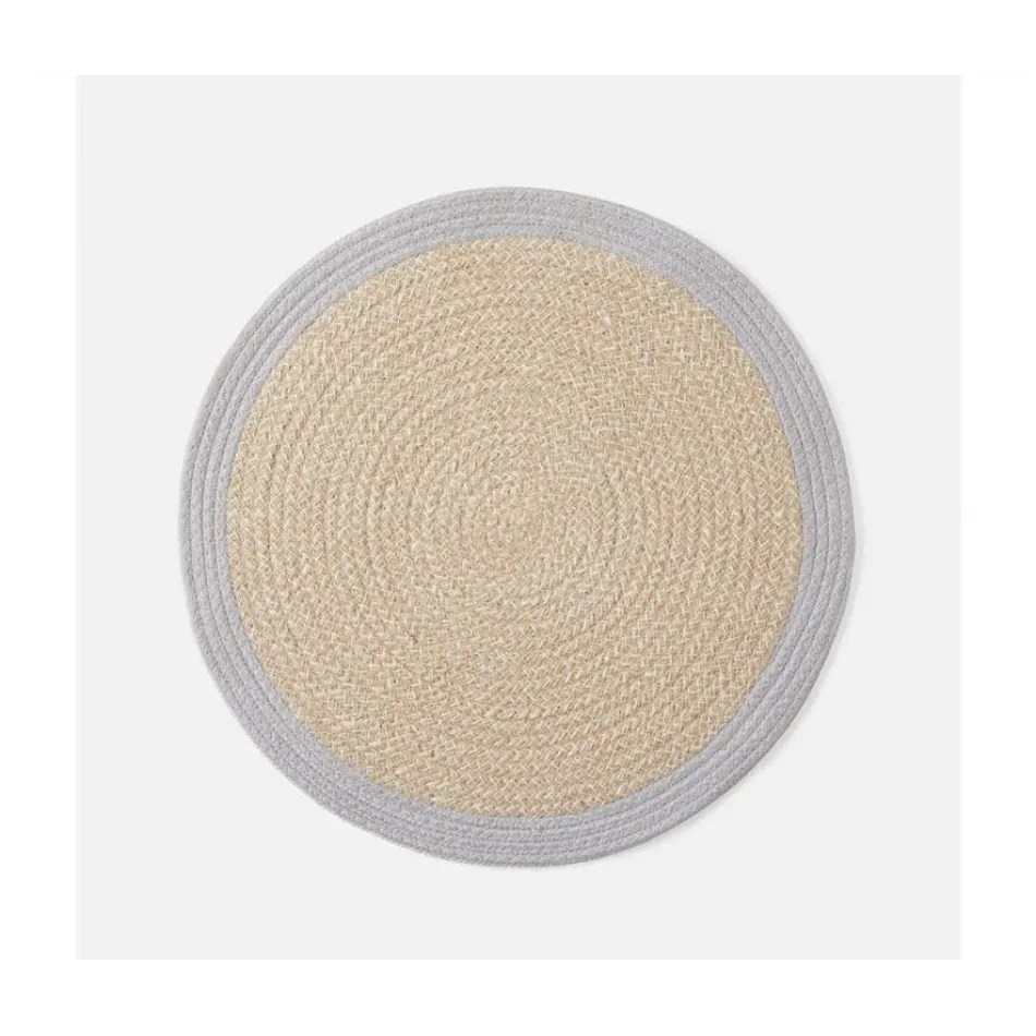 Shia Light Gray Round Placemat Jute/Cotton Mix, Pack of 4