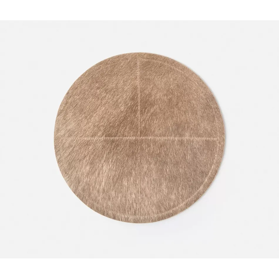 Tanner Beige Round Placemat Hair-On-Hide, Pack of 2