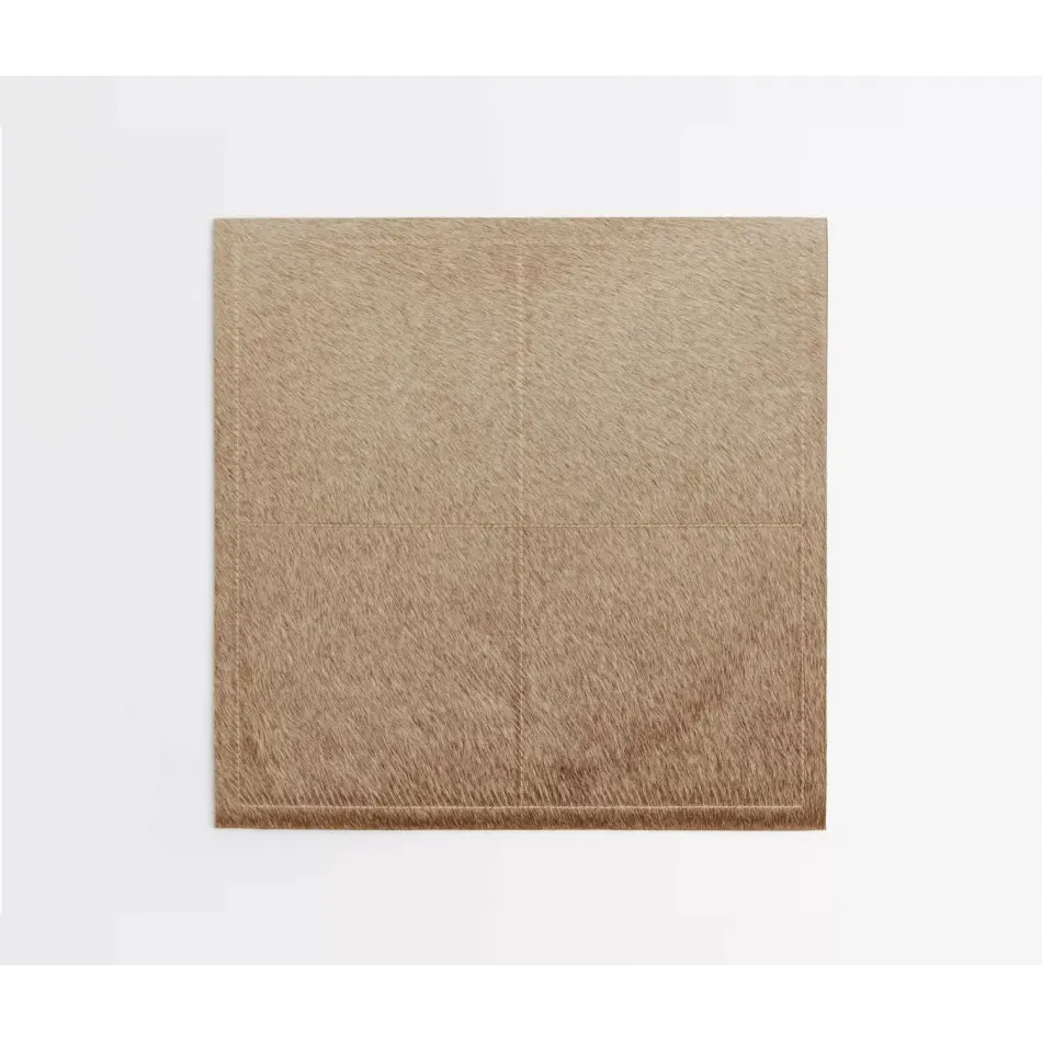 Tanner Beige Square Placemat Hair-On-Hide, Pack of 2