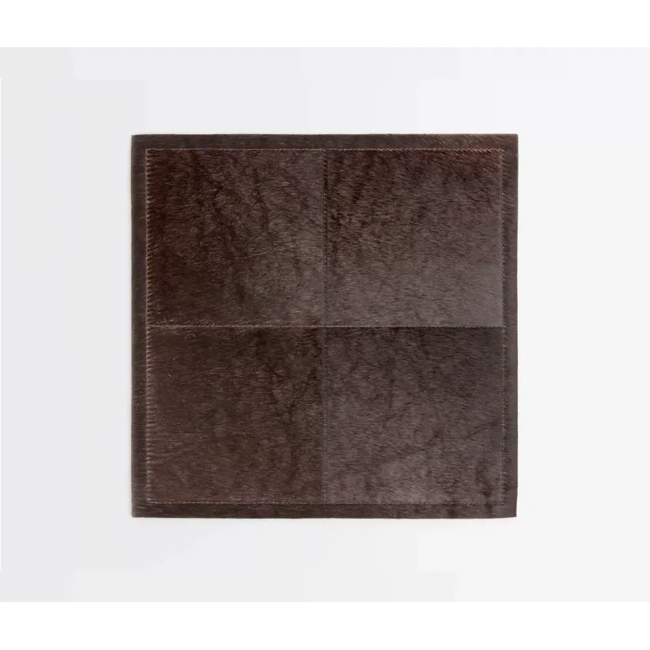 Tanner Dark Brown Square Placemat Hair-On-Hide, Pack of 2