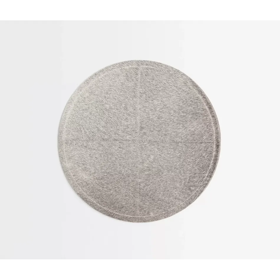 Tanner Gray, Round Placemat, Hair-On-Hide, Pack of 2