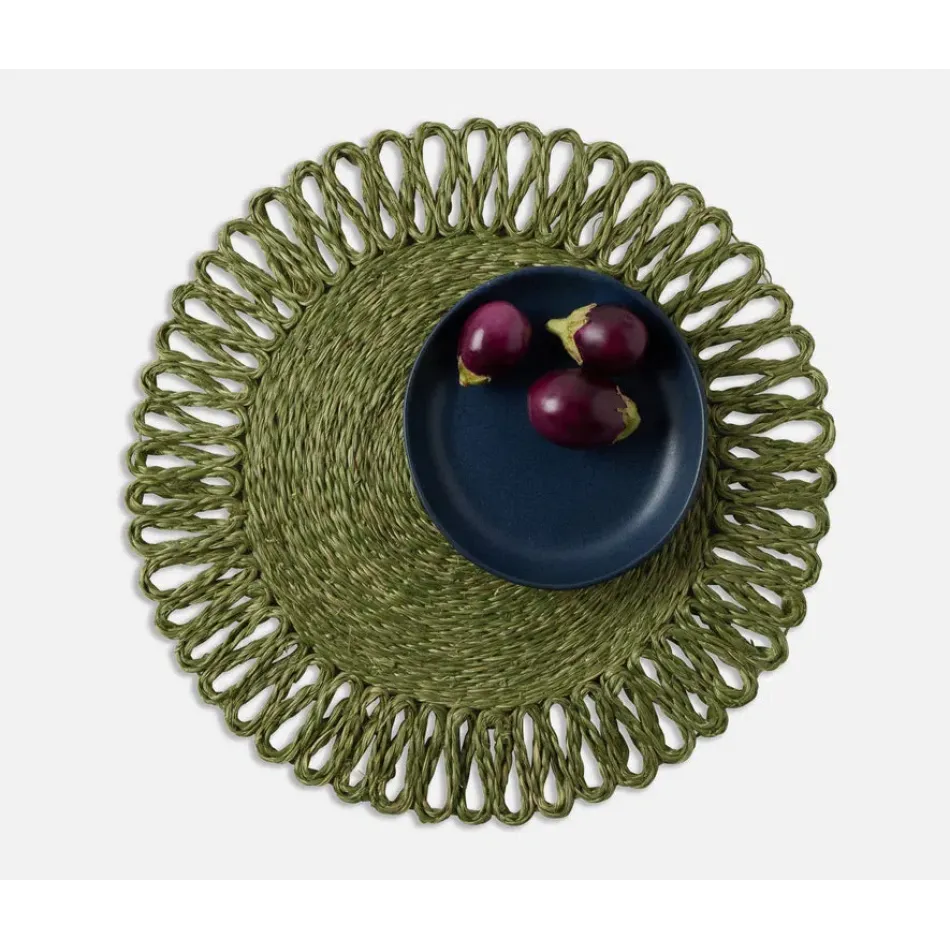 Teigan Olive, Floral Design, Round Placemat, Abaca, Pack of 4