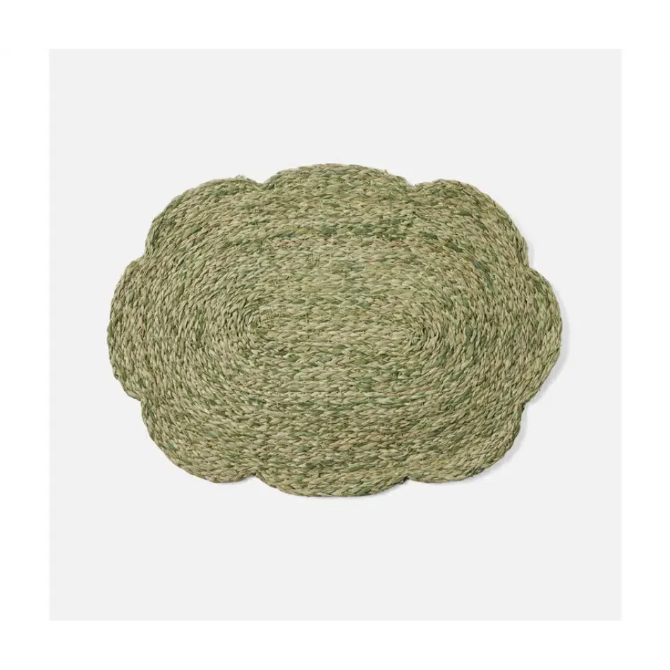 Vera Pale Green, Flower Oval Placemat, Raffia, Pack of 4