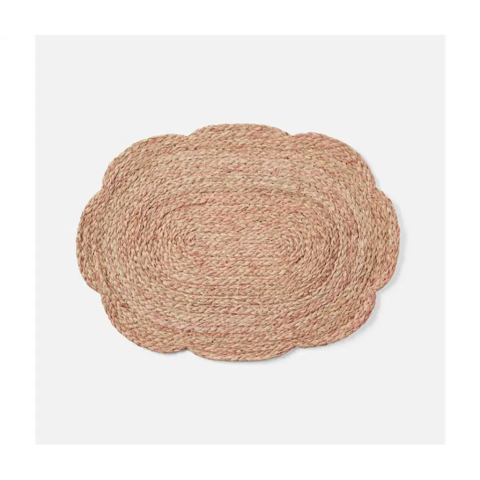 Vera Light Pink, Flower Oval Placemat, Raffia, Pack of 4