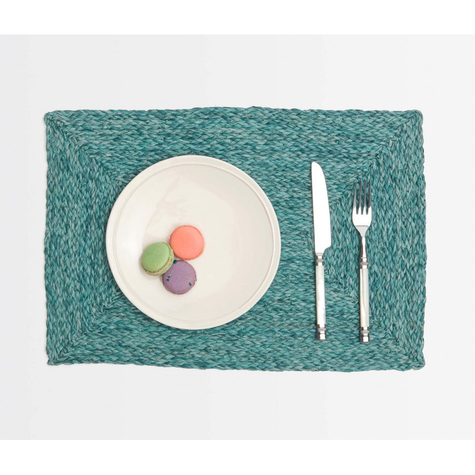 Zoey Mixed Blue, Rectangular Placemat, Raffia, Pack of 4