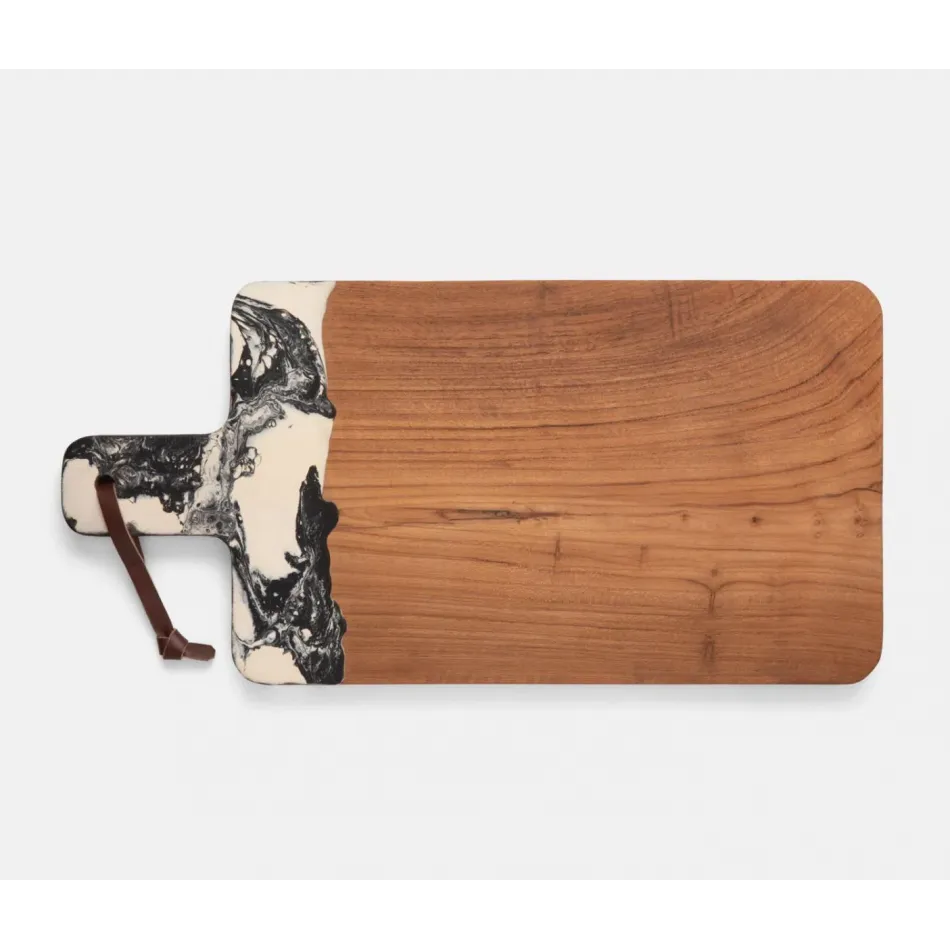 Austin Black Swirled, Serving Board, Resin/Natural Teak, 22x75