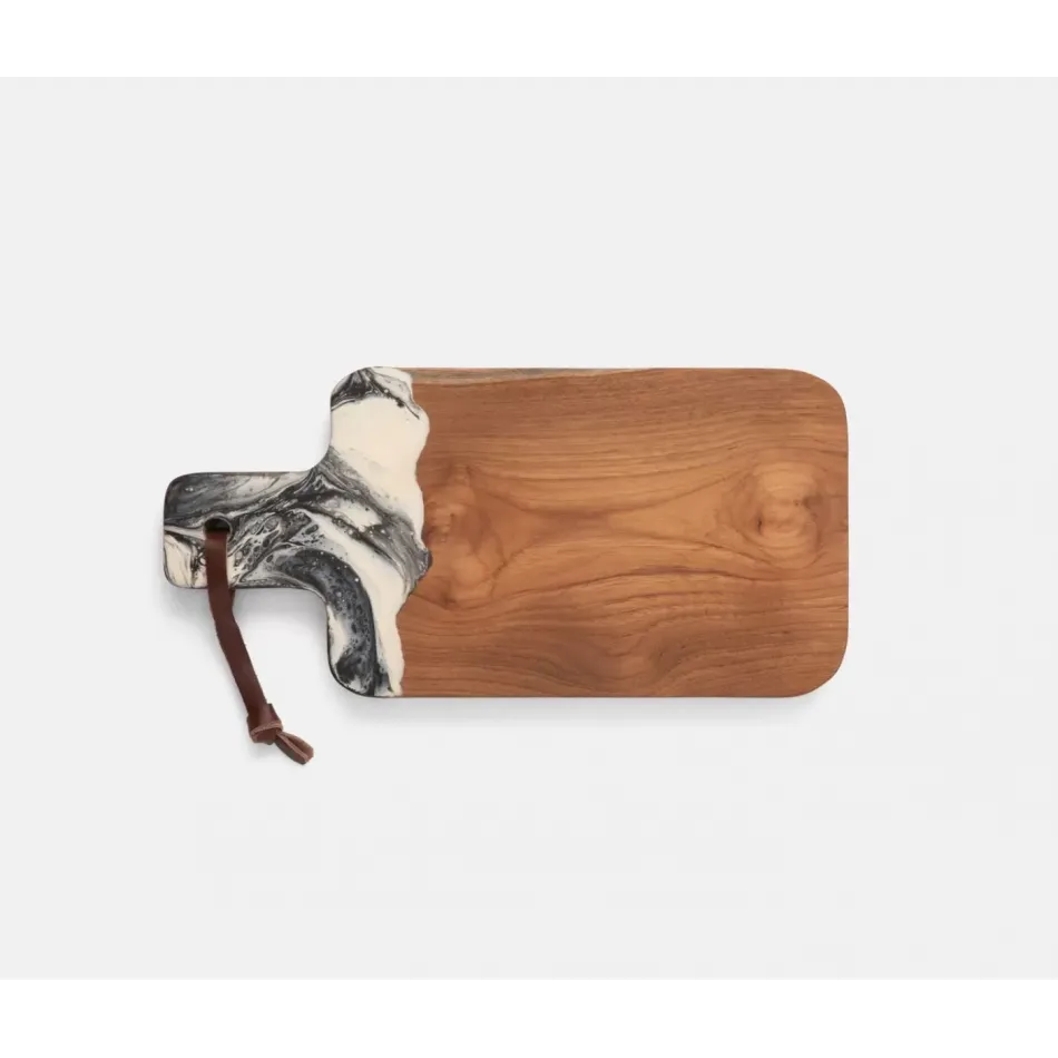 Austin Black Swirled Resin/Natural Teak, Serving Board, 16.5x8