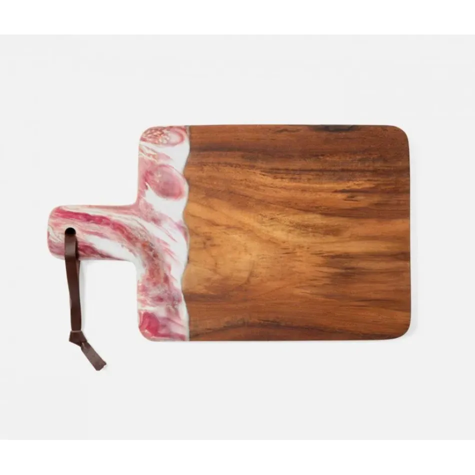 Austin Pink Swirled, Serving Board, Resin/Natural Teak, 195x12