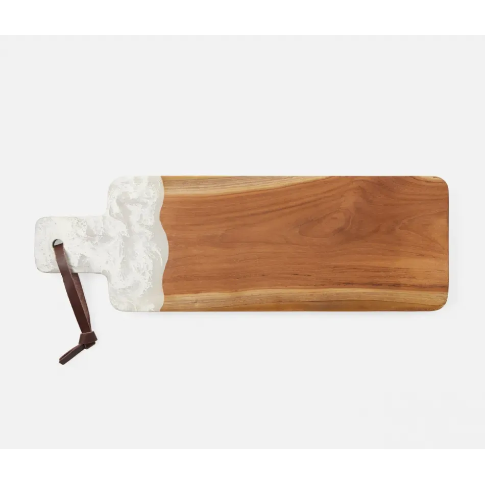 Austin White Swirled, Serving Board, Resin/Natural Teak, 22x75