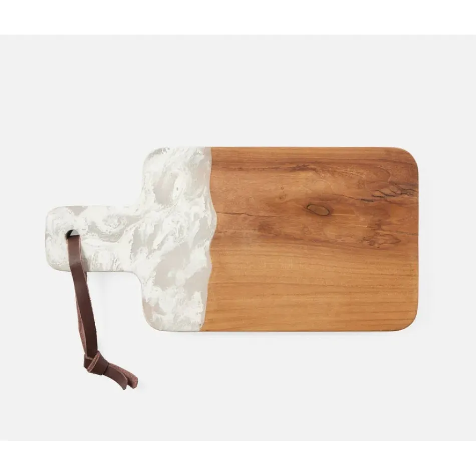 Austin White Swirled Resin/Natural Teak, Serving Board, 165x8