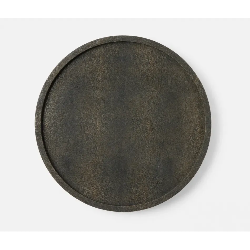 Calvin Dark Mushroom, Lazy Susan, Realistic Faux Shagreen, 18"D