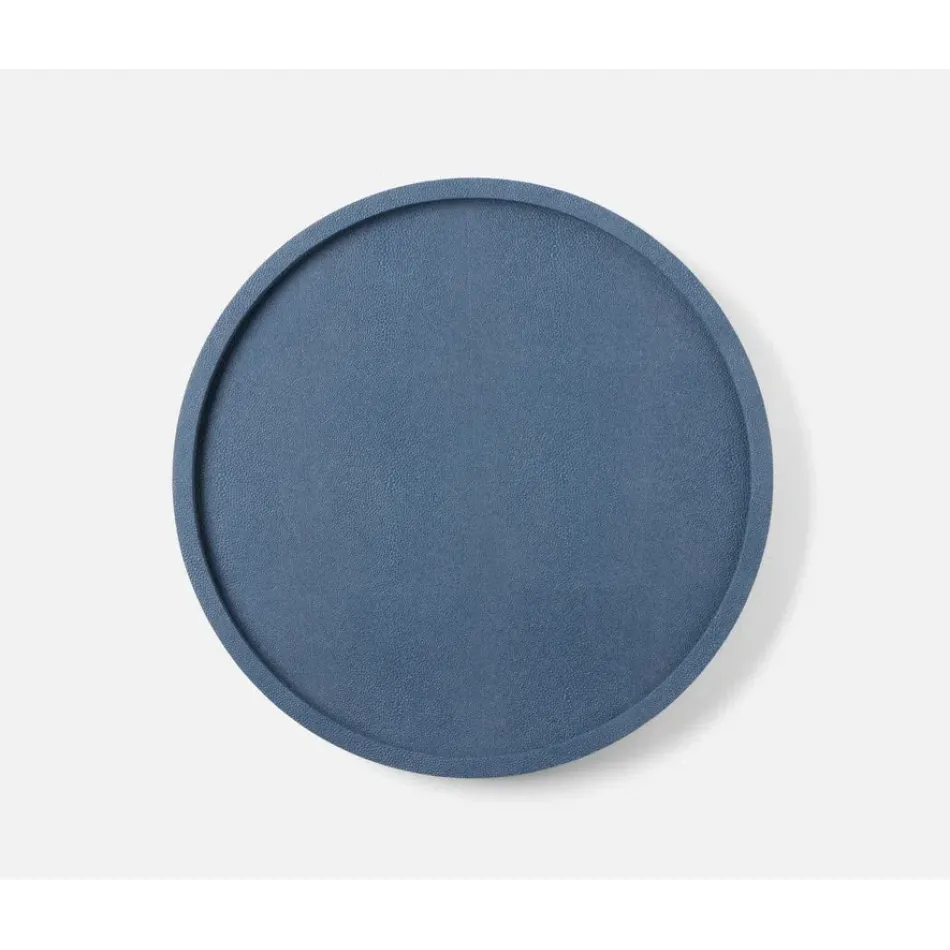 Calvin Navy, Lazy Susan, Realistic Faux Shagreen, 18"D