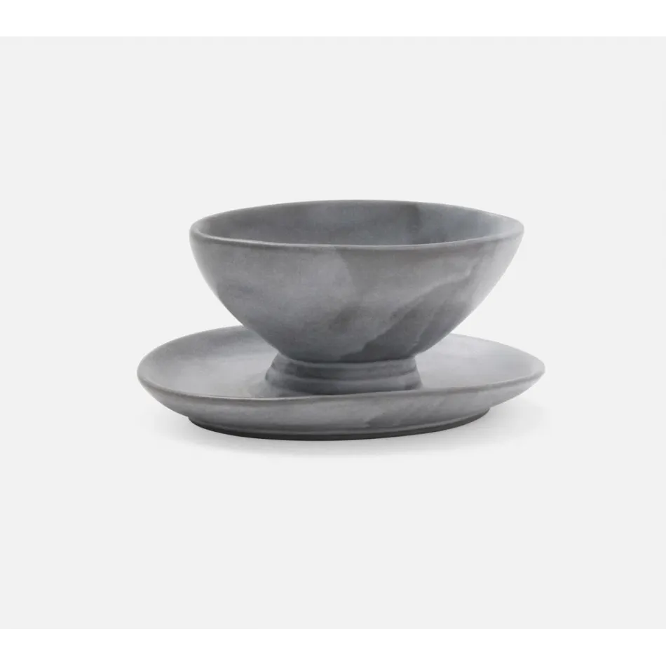 Charles Cement Glaze, Gravy Dish with Plate, Medium