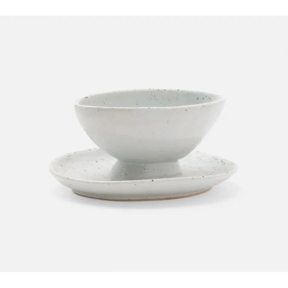 Charles White Salt Glaze, Gravy Dish with Plate, Medium