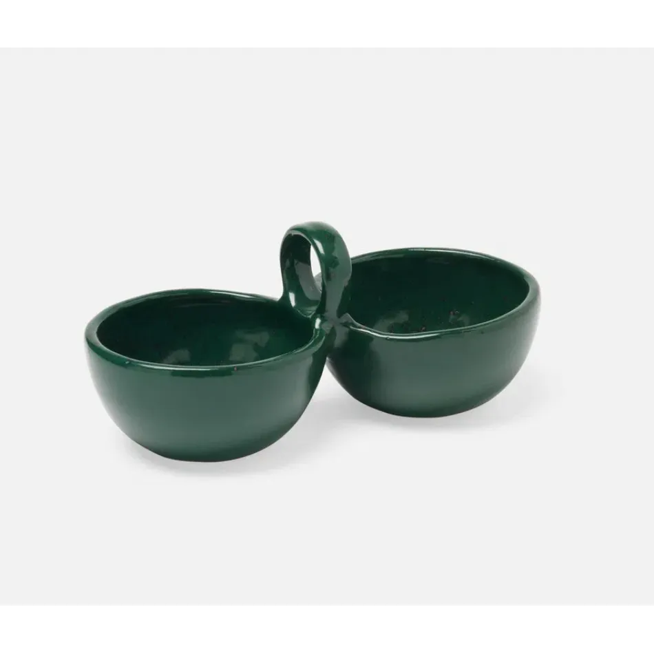 Desmond Dark Green Salt Glaze, Snack Bowl, Stoneware, Double, Pack of 2