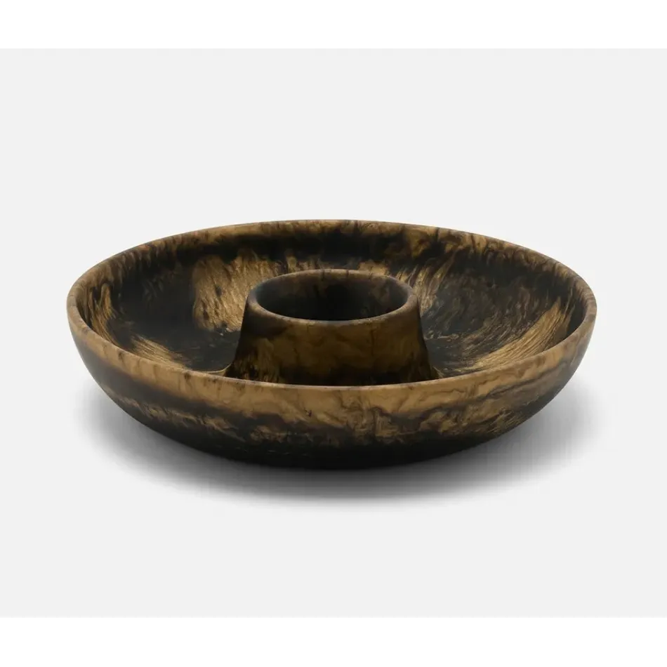 Hugo Black/Gold Swirled, Chip and Dip Bowl, Resin