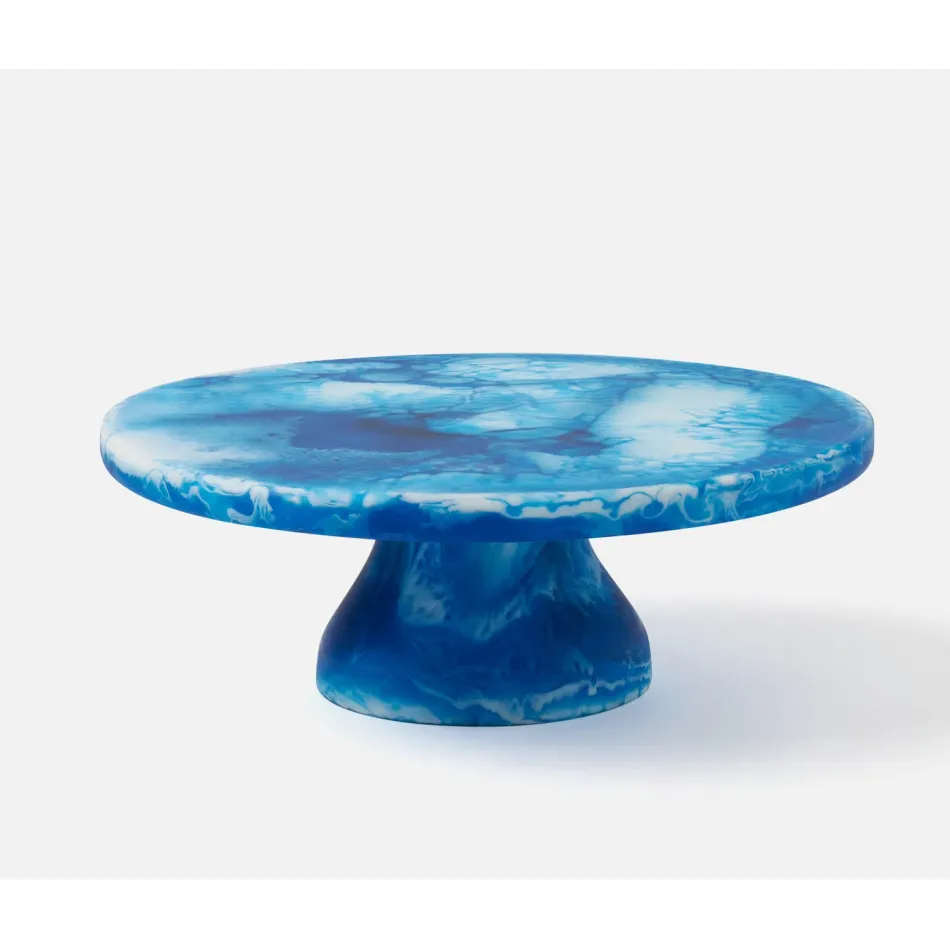 Hugo Blue Swirled Cake Stand Resin