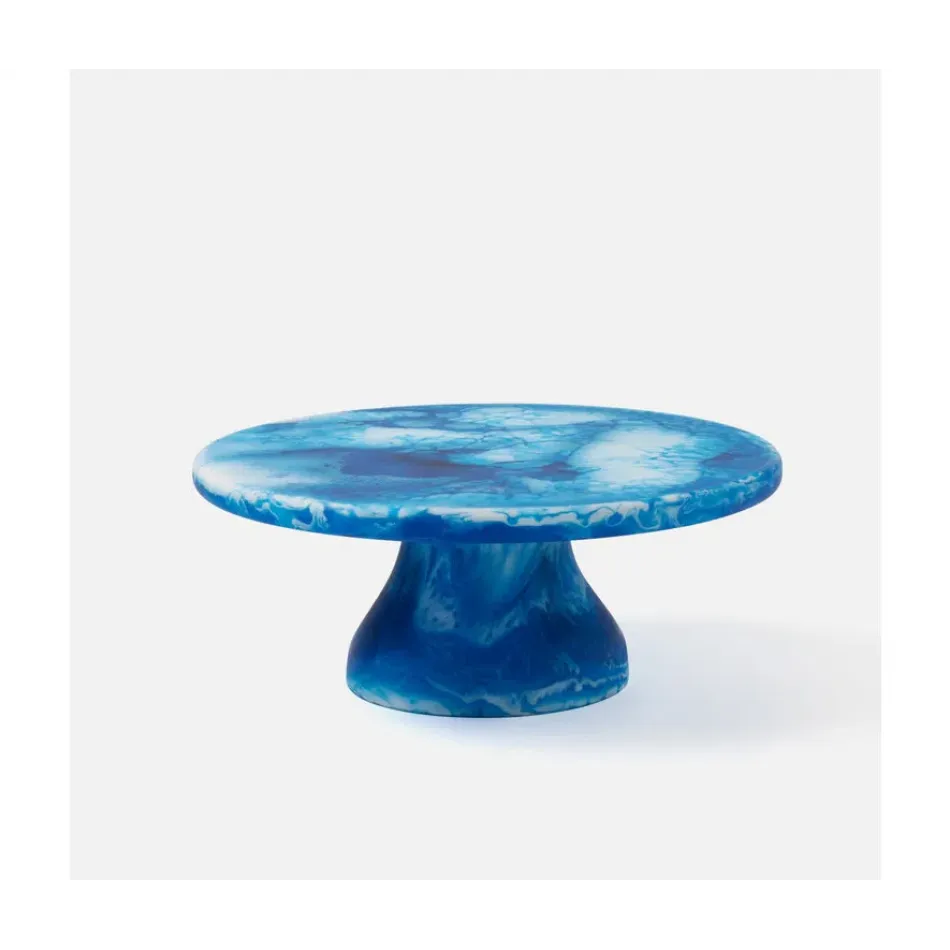Hugo Blue Swirled, Cake Stand, Resin, Small