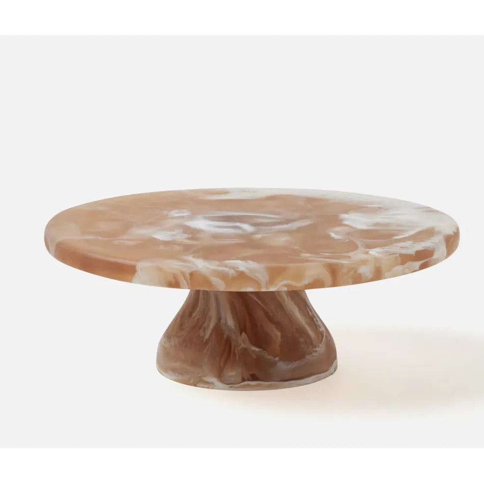 Hugo Brown Swirled Cake Stand Resin