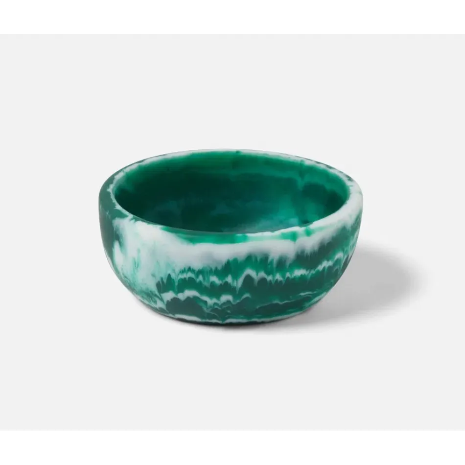 Hugo Dark Green Swirled Serving Bowl Resin 4X1.5, Pack of 2