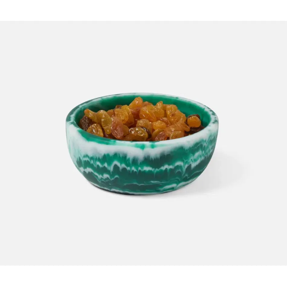 Hugo Dark Green Swirled Serving Bowl Resin Small, Pack of 2