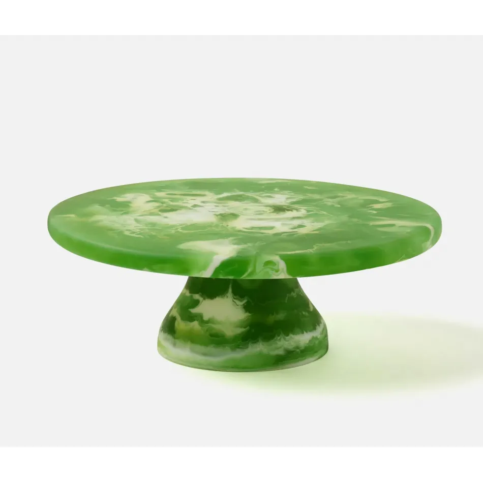 Hugo Green Swirled Cake Stand Resin