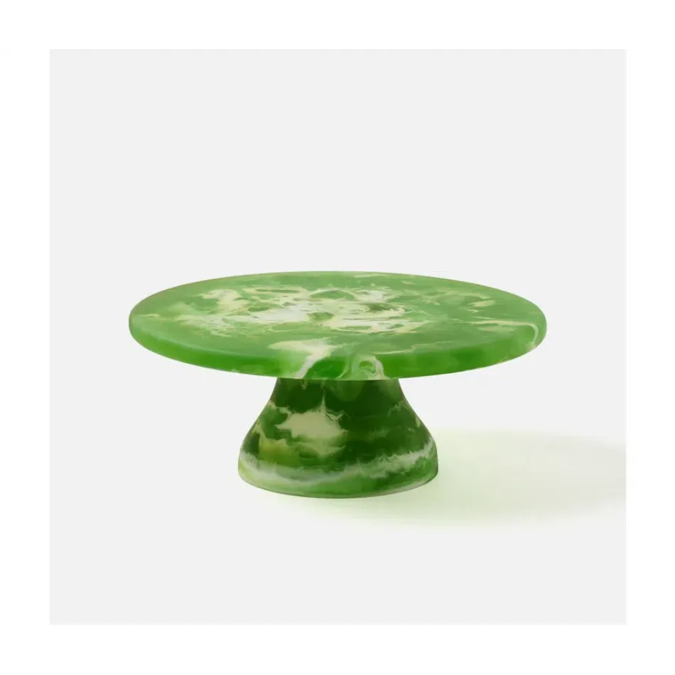 Hugo Green Swirled Cake Stand Resin Small