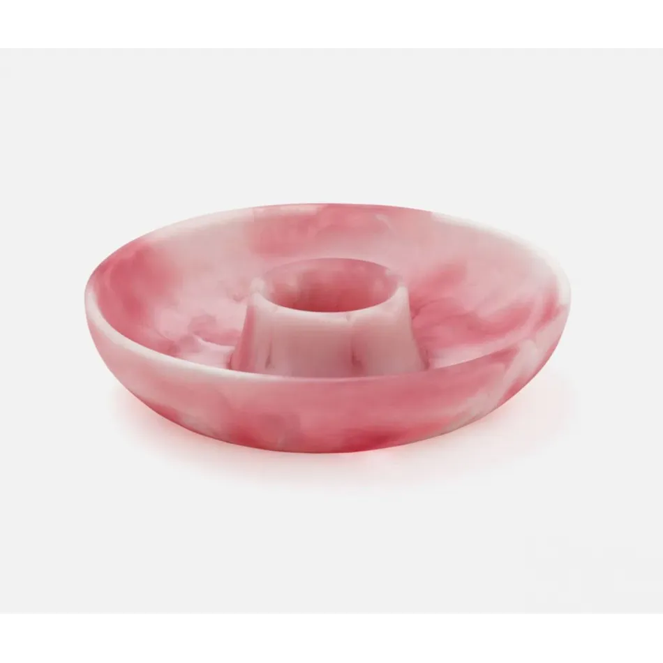 Hugo Pink Swirled Chip And Dip Bowl Resin