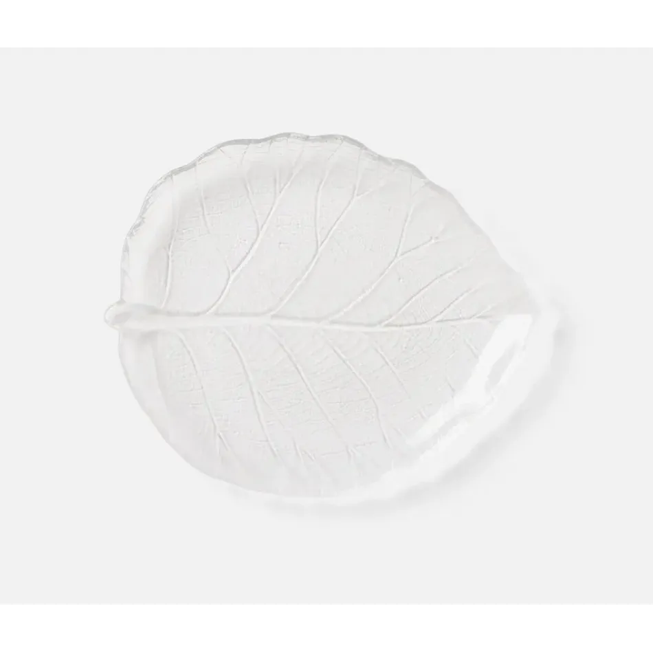 Ivy Clear, Leaf Serving Platter, Hand Blown Glass, Small, Pack of 4
