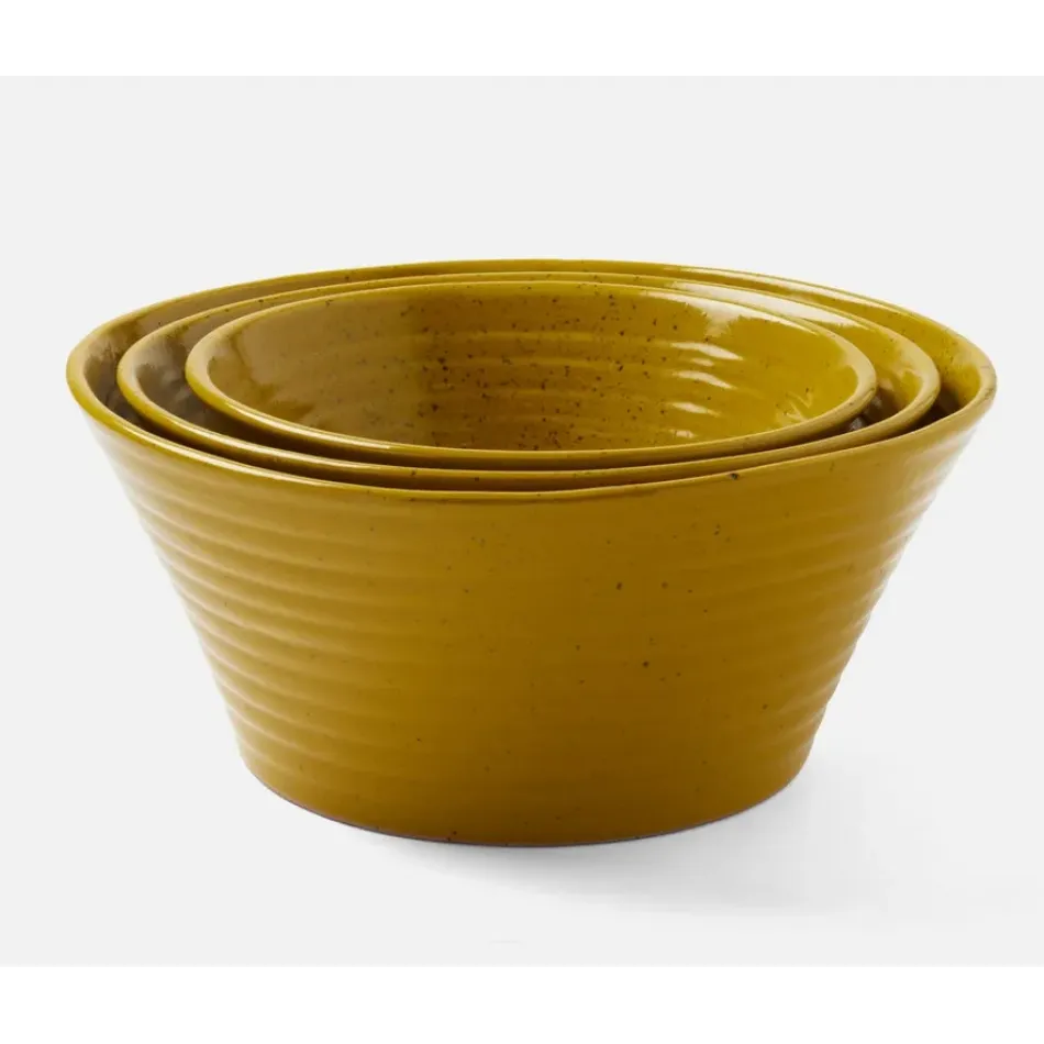 Jules Chartreuse Salt Glaze, Serving Bowl, Stoneware, Set of 3