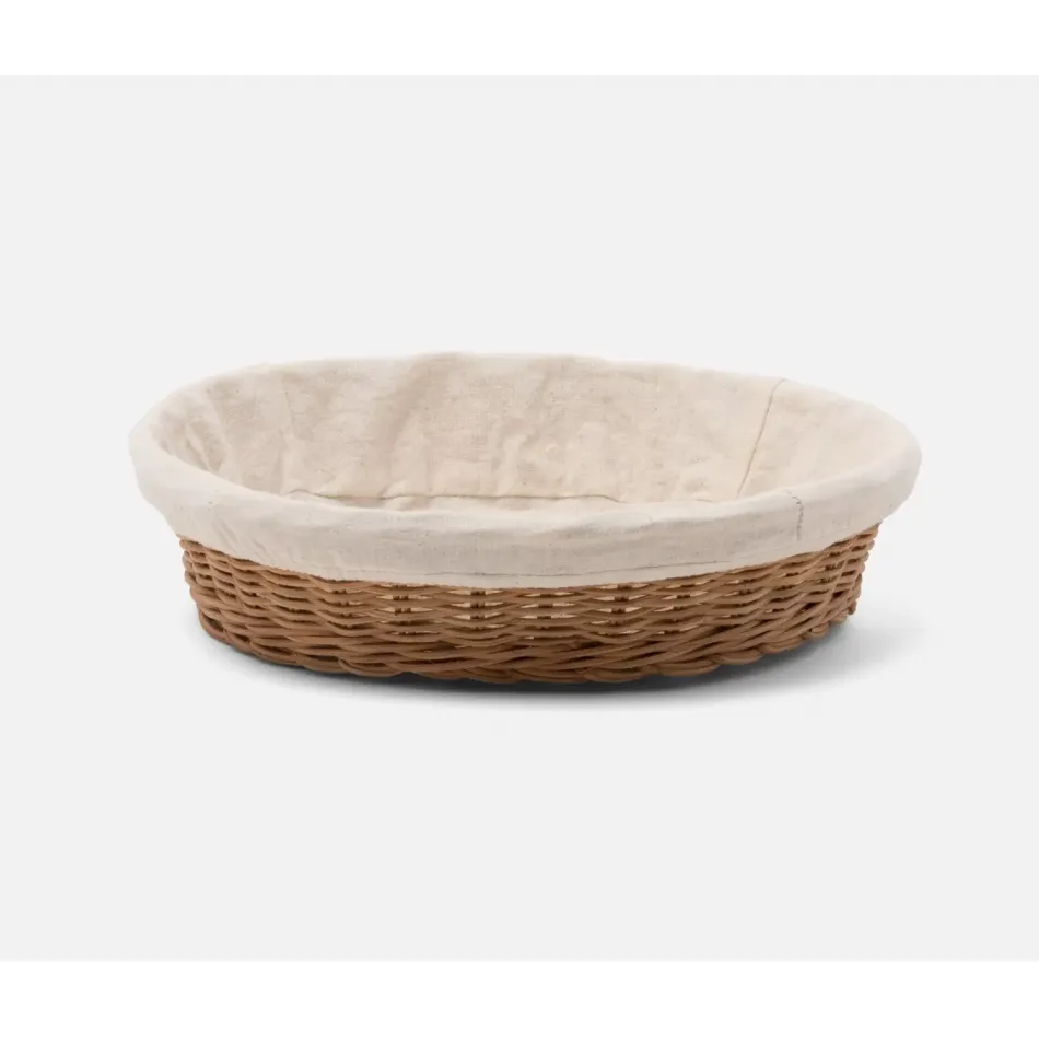 Lasata Natural Round Tray W/ Liner Rattan Large, Pack of 2