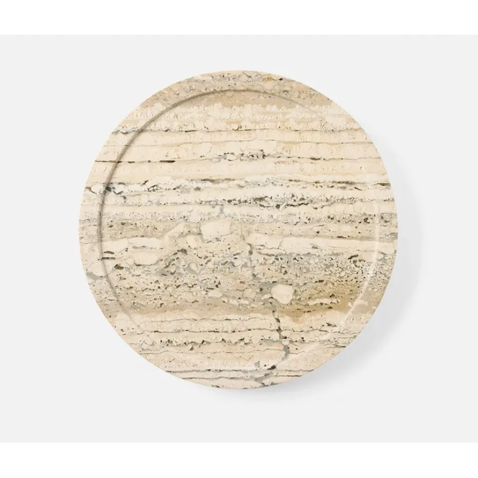 Laura Silver, Lazy Susan, Travertine, 14"D