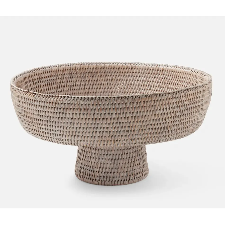 Londyn Whitewashed, Footed Serving Bowl, Rattan, X-Large